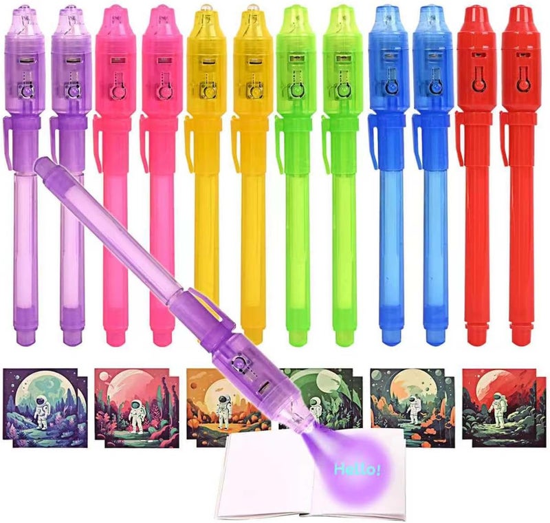 EODVICS Invisible Ink Pens 12 Pack with Notebook and UV Pen Light, Party Favors for Kids 8-12, Christmas Stocking Stuffers, Thanksgiving Halloween Goodie Bag Gifts - Image 1